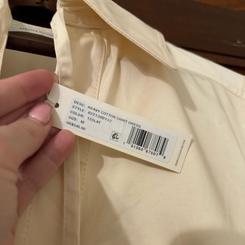 NWT Rebecca Taylor Heavy Cotton Shirt Dress in Cream Size Medium - Picture 5 of 7